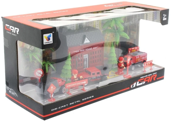 PARAPLY Aksesuarlı Metal İtfaiye Seti Kız Erkek Çocuk Oyuncak Eğitici Oyuncaklar - Resim 2
