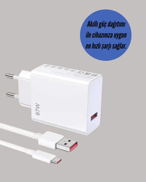 67W Güçlü Şarj Adaptörü ve Turbo Kablo Uzun Ömürlü Dayanıklı Tasarım - Resim 4