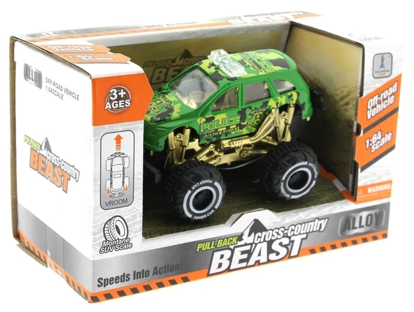 PARAPLY Çek Bırak Mini Off Road Yeşil Polis Aracı Kız Erkek Çocuk Oyuncak Eğitici Oyuncaklar - Resim 2