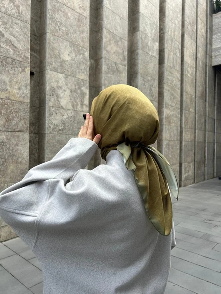 Pamuklu Soft İnci Desen Eşarp-Yağ Yeşili