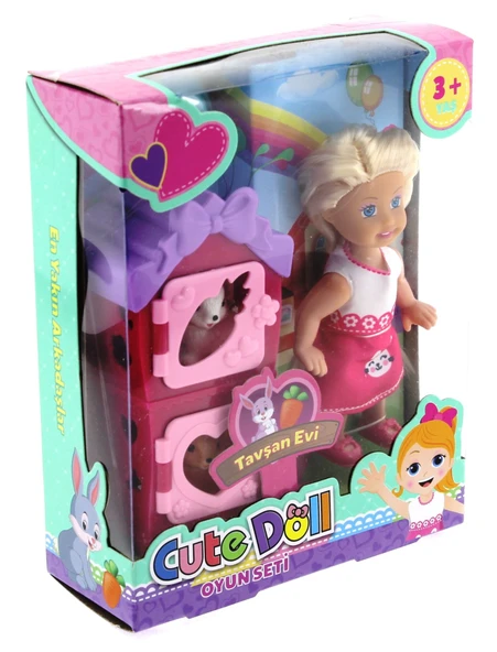 PARAPLY Cute Doll Mini Bebek Tavşanlı ve İki Katlı Kulübe Oyun Seti Kız Erkek Çocuk Oyuncak Eğitici Oyuncakl - Resim 2