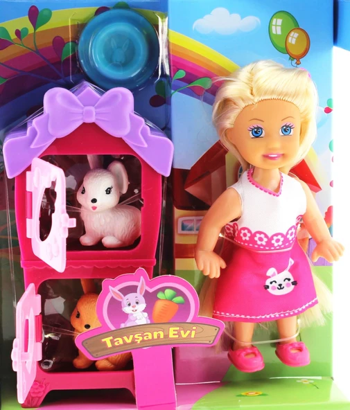 PARAPLY Cute Doll Mini Bebek Tavşanlı ve İki Katlı Kulübe Oyun Seti Kız Erkek Çocuk Oyuncak Eğitici Oyuncakl - Resim 3