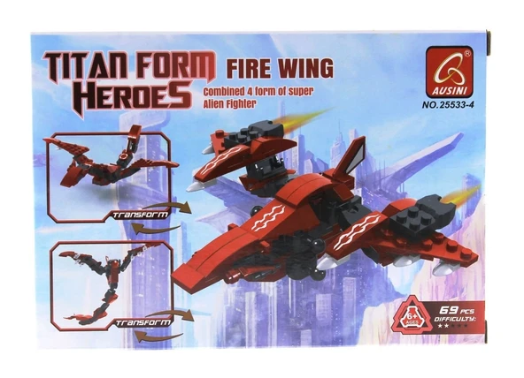 PARAPLY Ausini Titan Uzaylı Savaşçı -4 Fire Wing 69 Parça Kız Erkek Çocuk Oyuncak Eğitici Oyuncaklar - Resim 3