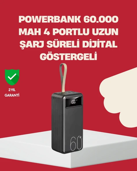 LED Ekranlı Çok Fonksiyonlu Taşınabilir Şarj Ünitesi Powerbank ürün görseli 1