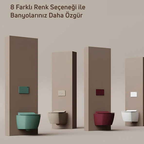 Creavit Elegant Kömür Karası Kanalsız Asma Klozet EG321, Creavit Elegant Duroplast Yavaş Kapak - Resim 6