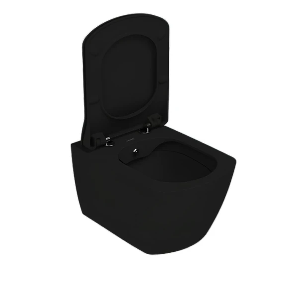 Creavit Elegant Kömür Karası Kanalsız Asma Klozet EG321, Creavit Elegant Duroplast Yavaş Kapak - Resim 2