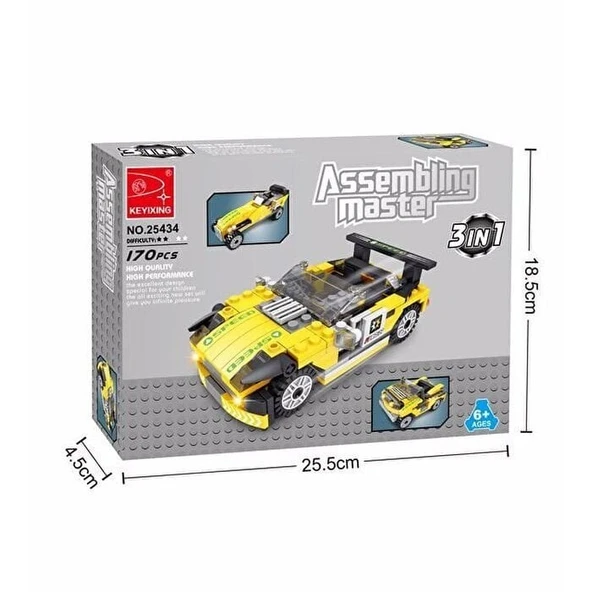 PARAPLY Ausini Assembling Master 170 Parça 3 in 1 Spor Arabalar Kız Erkek Çocuk Oyuncak Eğitici Oyuncaklar - Resim 3