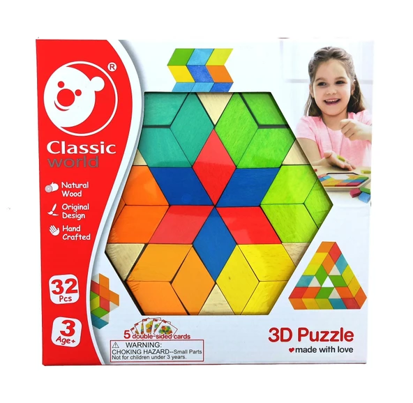 PARAPLY Classic World Ahşap 3D Puzzle Kız Erkek Çocuk Oyuncak Eğitici Oyuncaklar ürün görseli