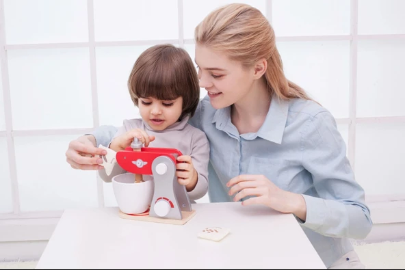 PARAPLY Classic World Ahşap Nostaljik Kırmızı Mikser Kız Erkek Çocuk Oyuncak Eğitici Oyuncaklar - Resim 2