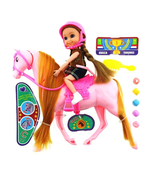 PARAPLY Nini Love Binici Bebek Pembe At Kız Erkek Çocuk Oyuncak Eğitici Oyuncaklar - Resim 2