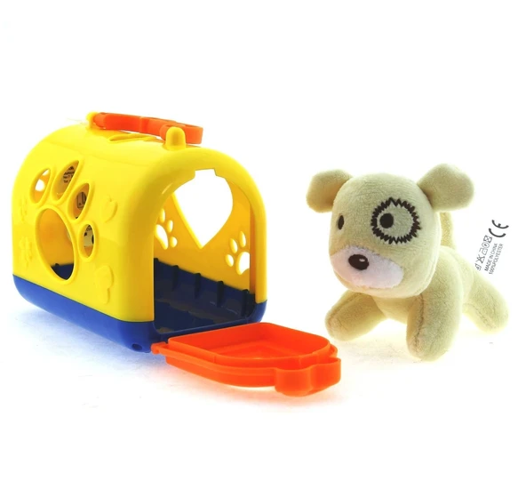 PARAPLY Taşıma Çantalı Peluş Sarı Yavru Köpek Kız Erkek Çocuk Oyuncak Eğitici Oyuncaklar - Resim 3