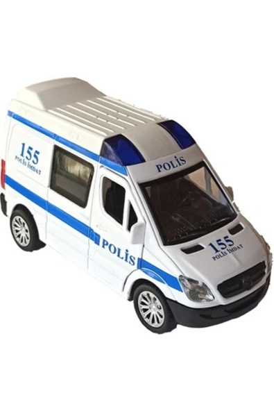 PARAPLY Çek Bırak Metal Sesli Ve Işıklı Polis Minibüsü Kız Erkek Çocuk Oyuncak Eğitici Oyuncaklar - Resim 3