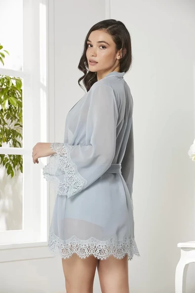 Pierre Cardin 7005 Sabahlıklı Şort Gecelik Takım - Resim 2