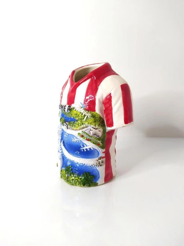 Seramik Türkiye Forması Kalemlik Kemer Yazılı Ev Ofis Dekor 10128 - 2