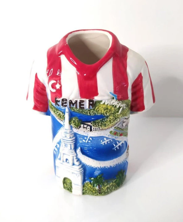 Seramik Türkiye Forması Kalemlik Kemer Yazılı Ev Ofis Dekor 10128