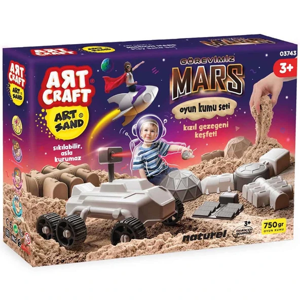 PARAPLY Art Craft Görevimiz Mars Kinetik Kum Oyun Seti 750 Gr. Kız Erkek Çocuk Oyuncak Eğitici Oyuncaklar - Resim 2
