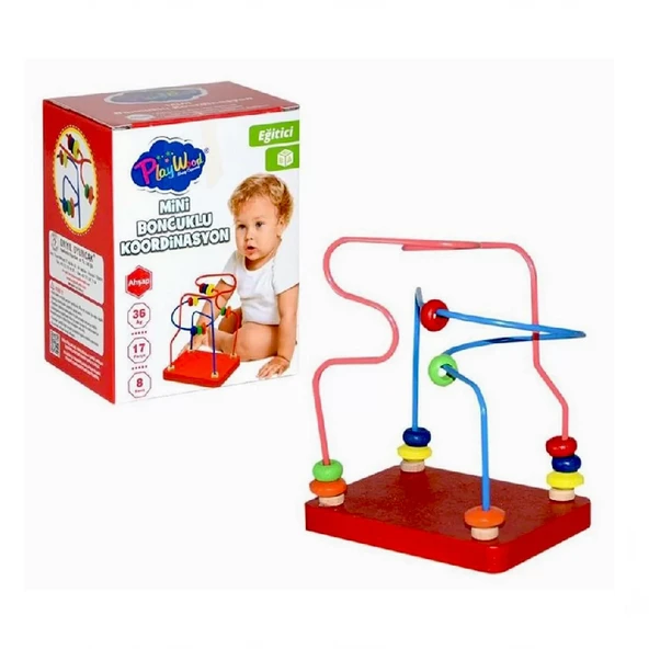 PARAPLY Playwood Kutuda Ahşap Mini Boncuklu Koordinasyon Kız Erkek Çocuk Oyuncak Eğitici Oyuncaklar ürün görseli