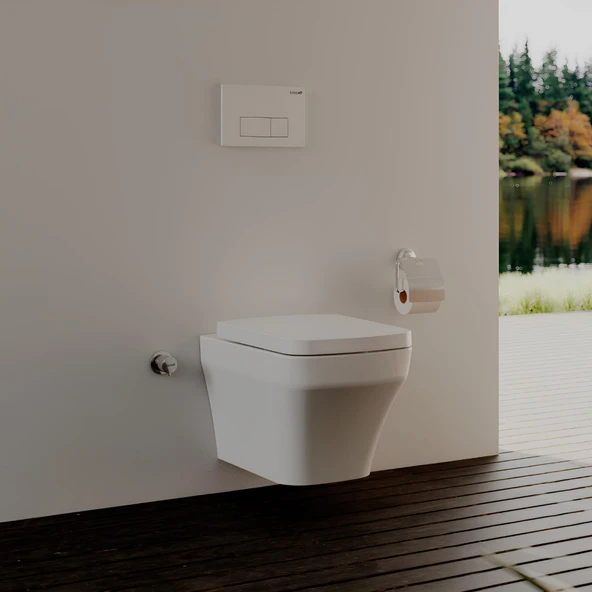 Creavit Solo Beyaz Kanalsız Asma Klozet SO321, Creavit Solo Essere Duroplast Yavaş Kapak