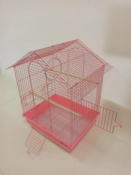 Dayang İki Kapılı Çatılı Kuş Kafesi 35x28x46 Pembe - 2