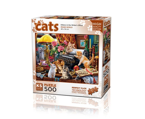 PARAPLY KS Puzzle 500 Parça Cats Kittens in the Writer's Office Kız Erkek Çocuk Oyuncak Eğitici Oyuncaklar ürün görseli
