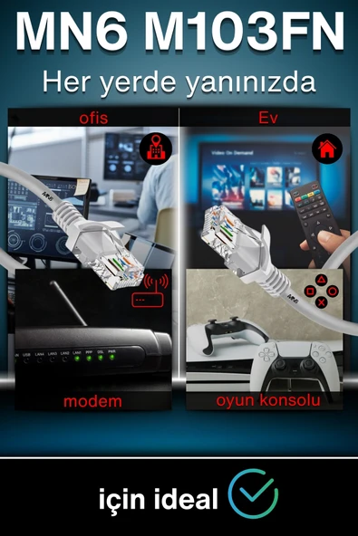 MN6 M103FN 15 Metre Internet Kablosu/Gigabit Destekli-CAT6-UTP/iç Mekan Uyumlu-ethernet Kablosu 15 Metre - 4