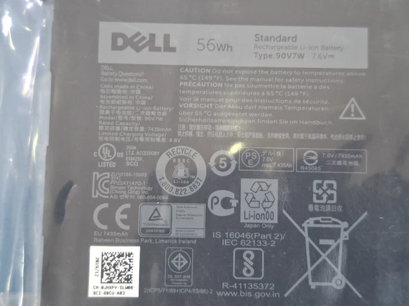 Orijinal OEM Dell 90V7W 7.6V 56Wh 6710mAh Notebook Batarya Laptop Pil - 4