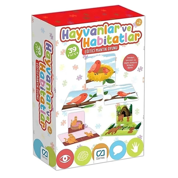 PARAPLY Ca Hayvanlar ve Habitatlar Eğitici Mantık Oyunu 39 Parça 5149 Kız Erkek Çocuk Oyuncak Eğitici Oyunca ürün görseli 1