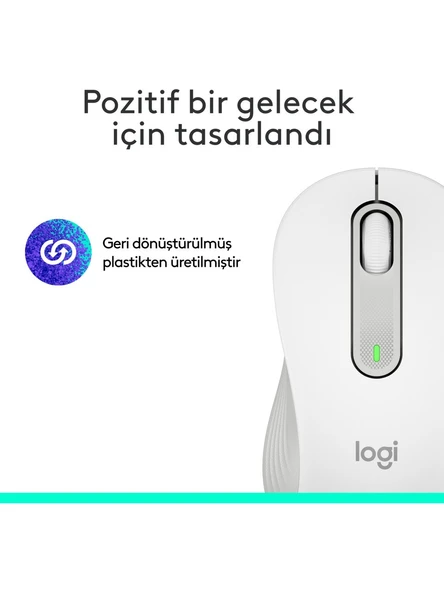 Logitech Signature M650 Büyük Boy Sol El Için Sessiz Kablosuz Mouse - Beyaz - 8
