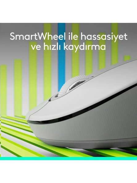 Logitech Signature M650 Büyük Boy Sol El Için Sessiz Kablosuz Mouse - Beyaz - 2