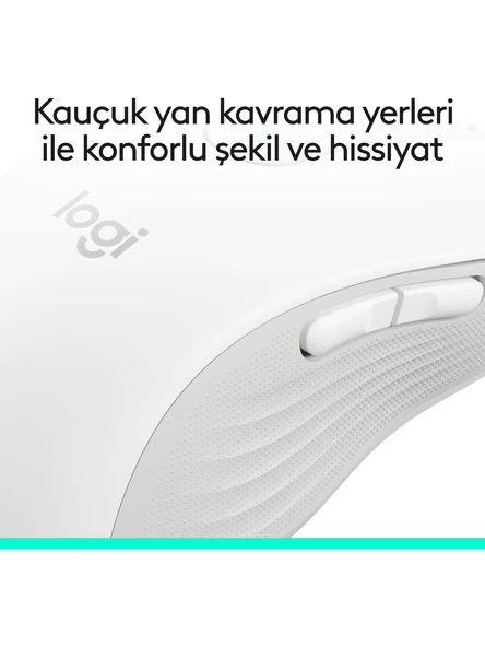 Logitech Signature M650 Büyük Boy Sol El Için Sessiz Kablosuz Mouse - Beyaz - 6