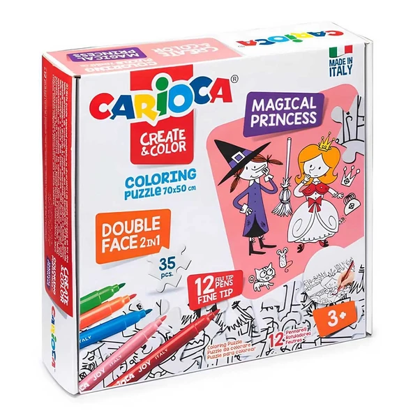 PARAPLY Carioca Boyanabilir Puzzle Magıcal Princess 35 Parça Çift Taraflı 12adet Joy Keçeli 42941 Kız Erkek ürün görseli 1