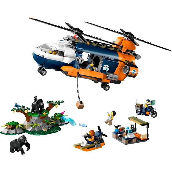 PARAPLY LEGO City Orman Kaşifinin Helikopteri Kamp Yerinde 60437 Kız Erkek Çocuk Oyuncak Eğitici Oyuncaklar