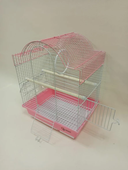 Dayang İki Kapılı Kubbeli Kuş Kafes 28,5x38 cm  Pembe - Resim 2