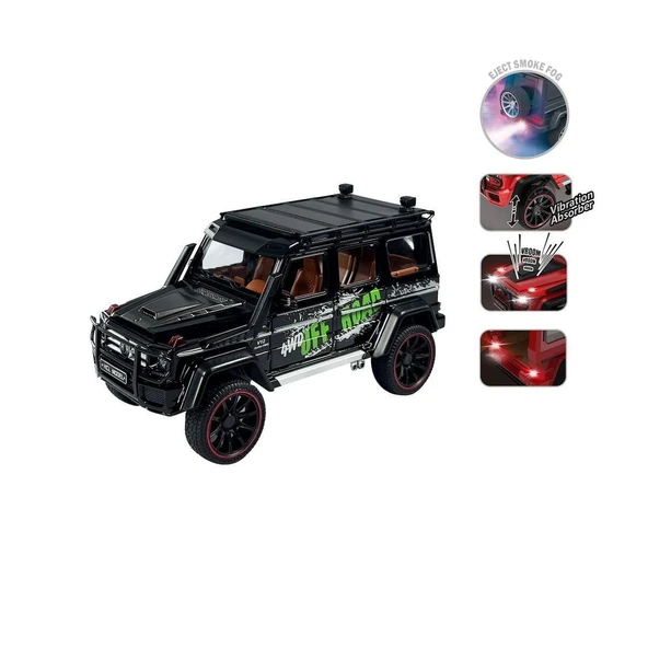 PARAPLY HCL-801P Çek Bırak 1:22 Sesli ve Işıklı Buhar Çıkartan Metal Jeep -Vardem Kız Erkek Çocuk Oyuncak Eğ - Resim 3