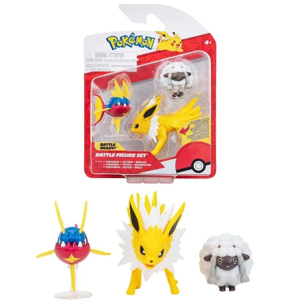 PARAPLY POK 95155-L Pokemon Battle 3'lü Figür Seti Seri -Necotoys Kız Erkek Çocuk Oyuncak Eğitici Oyuncaklar - Resim 2