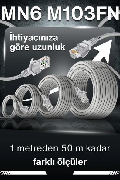 MN6 M103FN 1 Metre Internet Kablosu/UTP-CAT6/Gigabit/Destekli/ethernet Kablosu 1 Metre/iç Mekan Uyumlu - 4