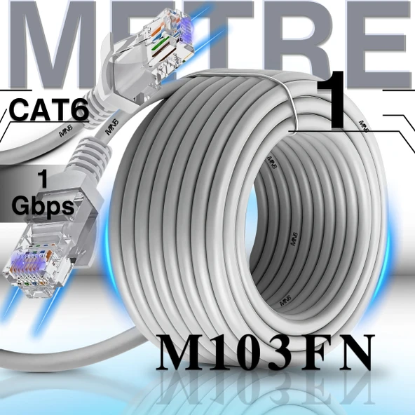 MN6 M103FN 1 Metre Internet Kablosu/UTP-CAT6/Gigabit/Destekli/ethernet Kablosu 1 Metre/iç Mekan Uyumlu