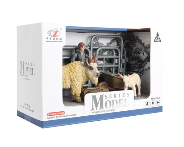 PARAPLY Model Hayvan Seti Yünlü Keçi ve Yavrusu Kız Erkek Çocuk Oyuncak Eğitici Oyuncaklar - Resim 2