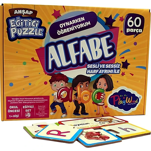 PARAPLY Eğitici Ahşap Puzzle Alfabe Kız Erkek Çocuk Oyuncak Eğitici Oyuncaklar ürün görseli