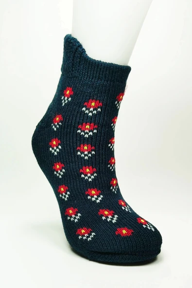 Kalın Kışlık Kadın Soket Çorap Yünlü Havlu Ev Giyim Patik  Desen 2 Lacivert ürün görseli