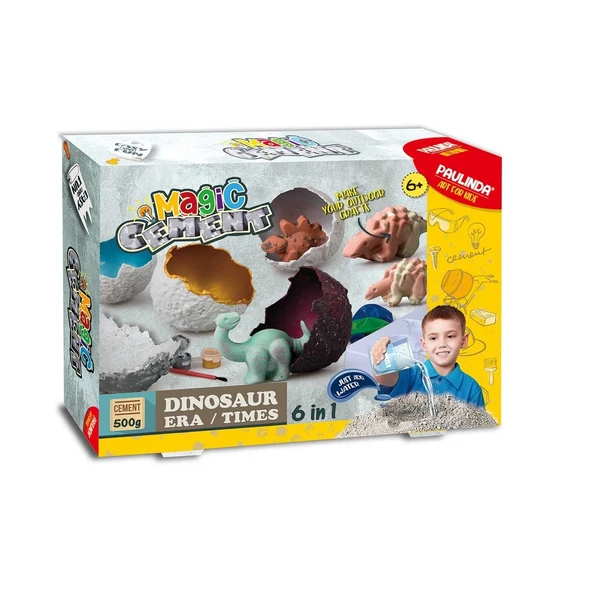 PARAPLY Paulinda Magic Cement Dinosaur Era / Times 6in1 Hobi Set 500 gr Kız Erkek Çocuk Oyuncak Eğitici Oyun - 1