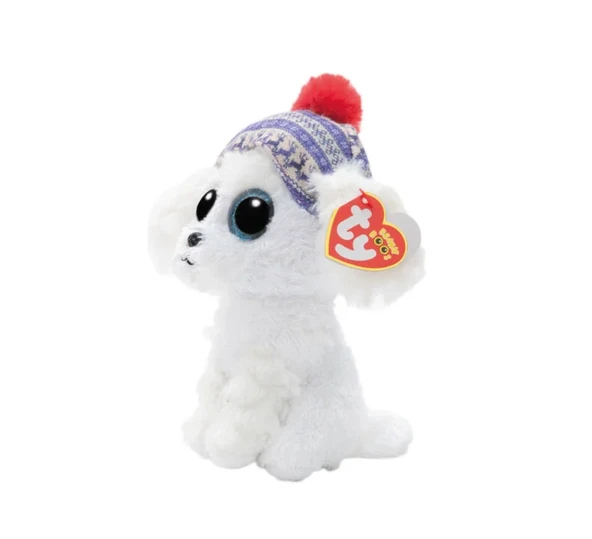 PARAPLY Ty Beanie Boos Bereli Beyaz Peluş Köpek Sleighbell 18cm Kız Erkek Çocuk Oyuncak Eğitici Oyuncaklar - Resim 2