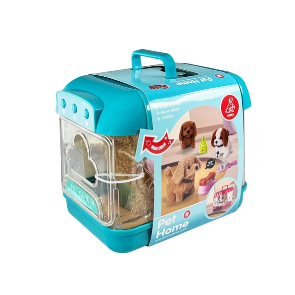 PARAPLY JND-6806 Hareketli Köpek ve Işıklı Sesli Şeffaf Kafes Seti -Vardem Oyuncak Kız Erkek Çocuk Oyuncak E ürün görseli