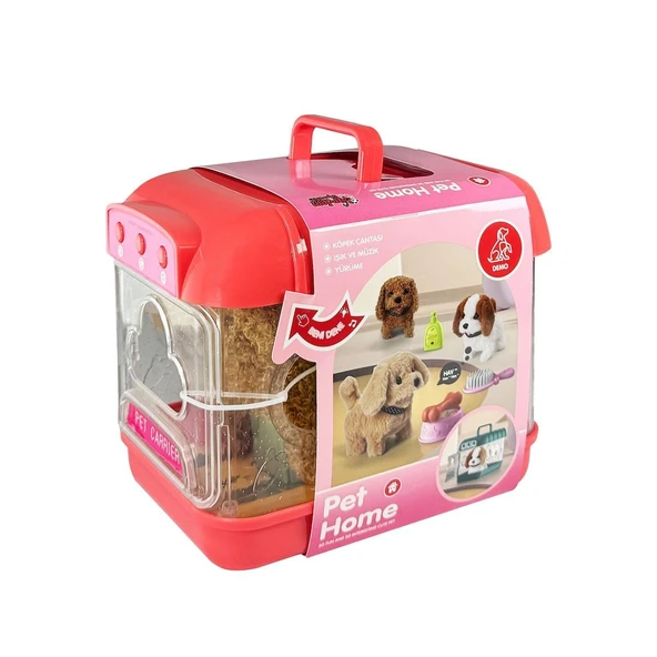 PARAPLY JND-6806 Hareketli Köpek ve Işıklı Sesli Şeffaf Kafes Seti -Vardem Oyuncak Kız Erkek Çocuk Oyuncak E - Resim 2