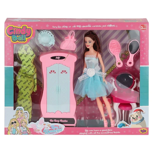 PARAPLY 02453 Cindy Doll Dolaplı Makyaj Masalı Bebek -Oydaş Oyuncak Kız Erkek Çocuk Oyuncak Eğitici Oyuncakl ürün görseli