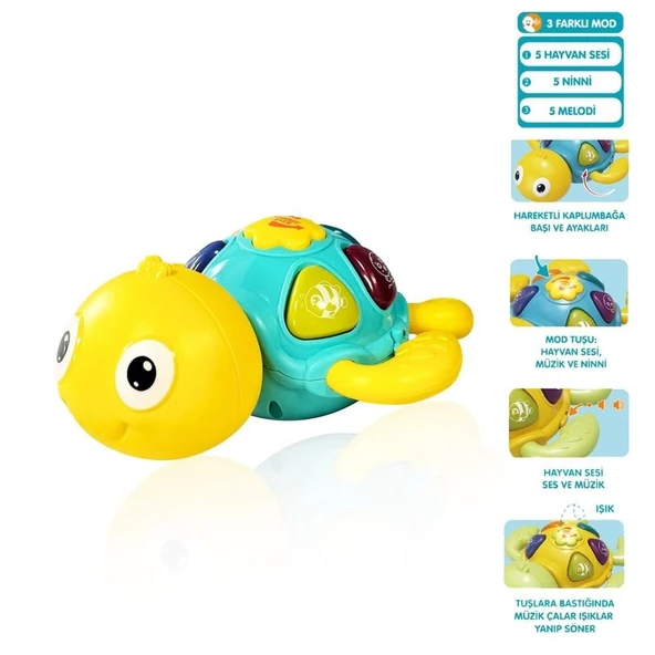 PARAPLY JLG-855-100A IŞIKLI VE MÜZİKLİ KAPLUMBAĞA -VRD Kız Erkek Çocuk Oyuncak Eğitici Oyuncaklar ürün görseli