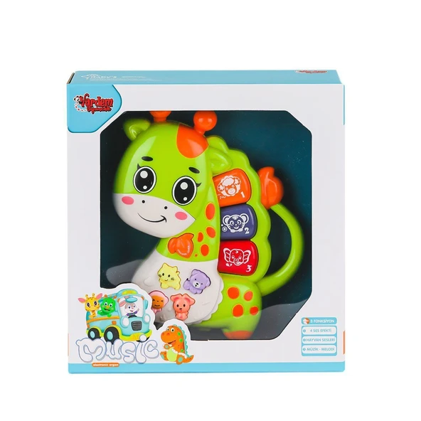 PARAPLY JLG-855-66A Işıklı ve Müzikli Zürafa Bebek Pianosu -Vardem Oyuncak Kız Erkek Çocuk Oyuncak Eğitici O - Resim 2