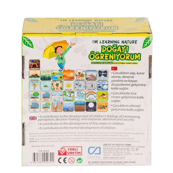 PARAPLY CAEGT-5053 Doğayı Öğreniyorum Eğitici Oyun Kartları Kız Erkek Çocuk Oyuncak Eğitici Oyuncaklar - Resim 2