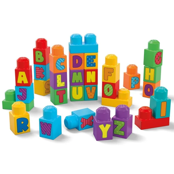 PARAPLY HRR60 Mega Bloks Alfabeli Blok Çantası 30 parça +1 yaş Kız Erkek Çocuk Oyuncak Eğitici Oyuncaklar - Resim 2