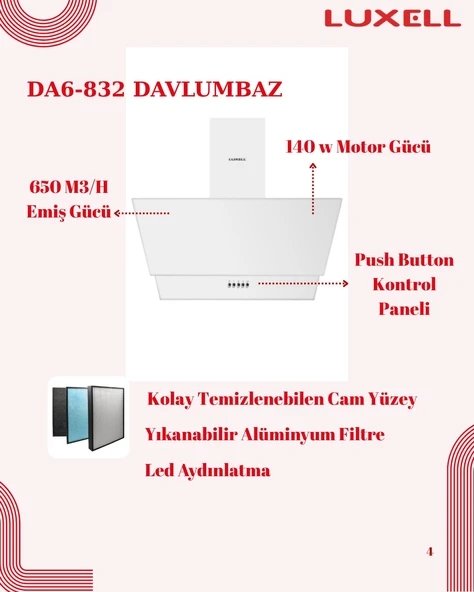 Luxell 88 Lt Plus Beyaz Cam Ankastre Set - 3